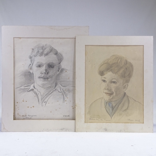 1134 - Isobel Heath, 5 pencil drawings, portrait studies, all signed, mounted (5)