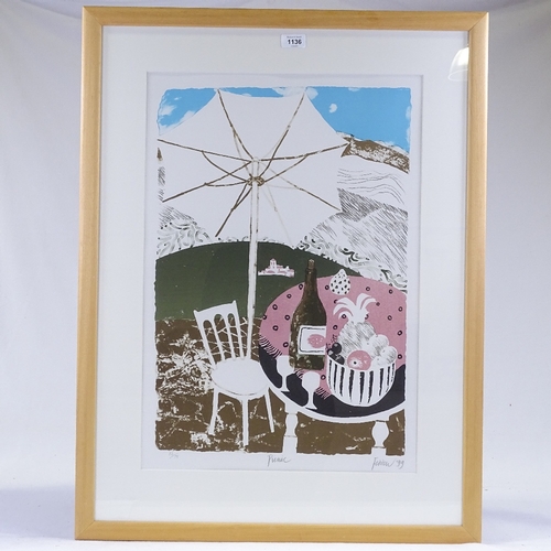 1136 - Mary Fedden, colour print, picnic, signed in pencil, dated 1999, no. 52/75, image 22