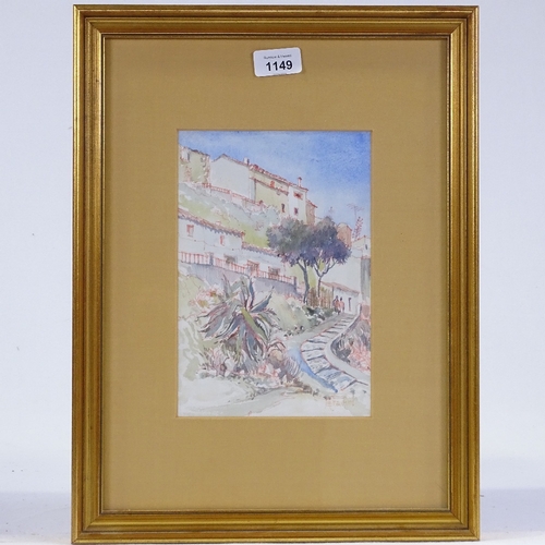 1149 - E Crawford, watercolour, Continental town scene, 9