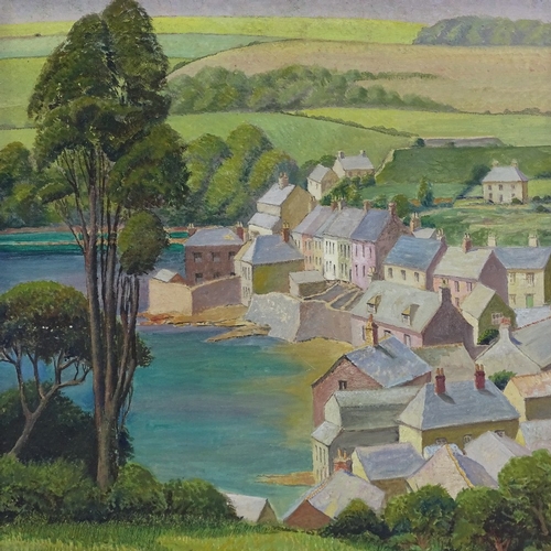 1160 - Fred Wackrill, oil on board, Kingsand Cornwall, signed with artist's label verso, 29