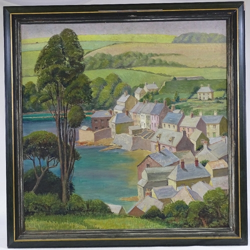 1160 - Fred Wackrill, oil on board, Kingsand Cornwall, signed with artist's label verso, 29