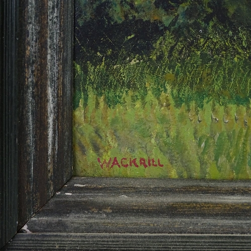 1160 - Fred Wackrill, oil on board, Kingsand Cornwall, signed with artist's label verso, 29