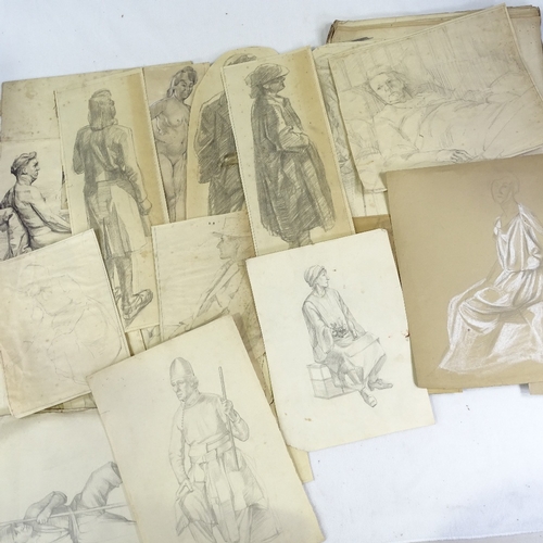 1178 - A folder of late 19th/early 20th century charcoal/pencil life studies, all unsigned