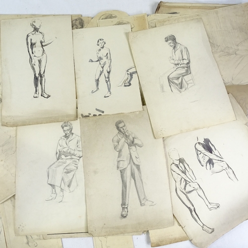 1178 - A folder of late 19th/early 20th century charcoal/pencil life studies, all unsigned