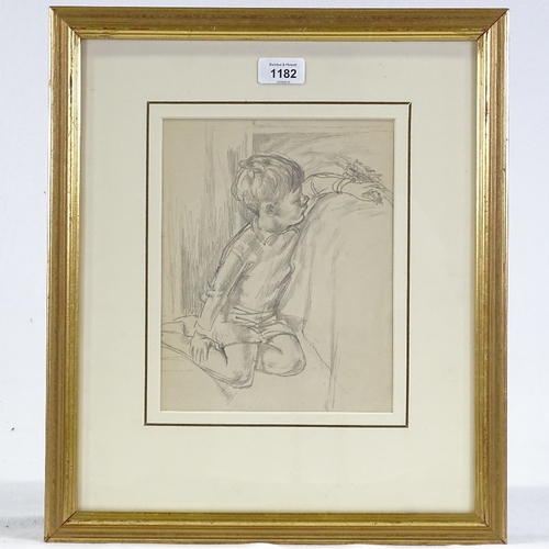 1182 - James Arden Grant (1885 - 1973), pencil study of a child with a toy train, 9.5