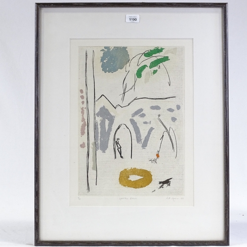 1190 - Coloured etching, Upside Down, indistinctly signed, 1988, no. 5/20, plate size 17