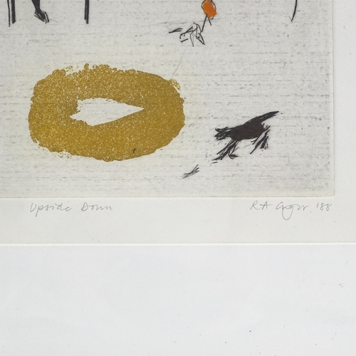 1190 - Coloured etching, Upside Down, indistinctly signed, 1988, no. 5/20, plate size 17