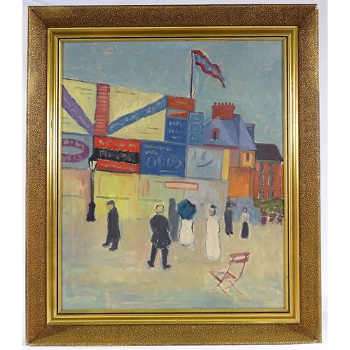 1194 - Oil on canvas, impressionist Continental street scene, unsigned, 23