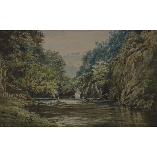 1197 - C B Durham, watercolour, river scene, 6