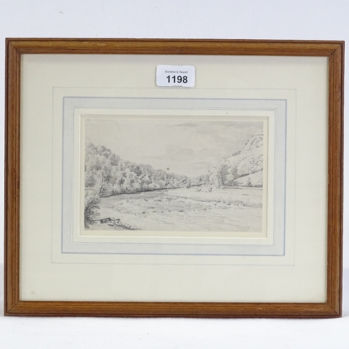 1198 - Henry Wyatt (1794 - 1840), pencil, a river in Denbighshire, 4.5