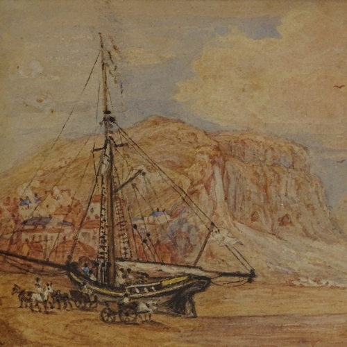 1201 - Pair of late 18th/early 19th century watercolours, coastal scenes, unsigned, 5