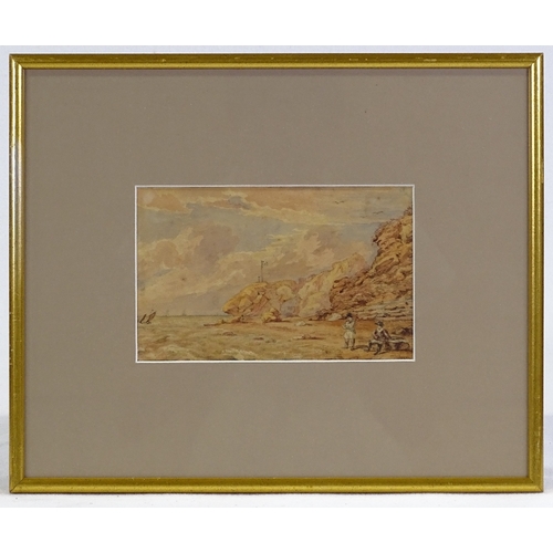 1201 - Pair of late 18th/early 19th century watercolours, coastal scenes, unsigned, 5