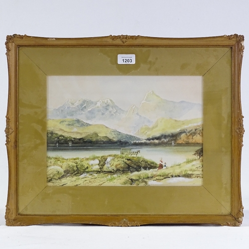 1203 - Copley Fielding, watercolour, Windermere after a storm, signed, 9.5