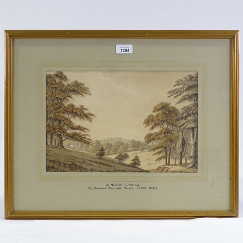 1204 - Richard Barrett Davis (1782 - 1854), watercolour, view towards Windsor Castle, signed with monogram,... 