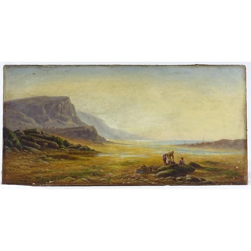 1214 - Cyril Stanley, oil on canvas, beach scene at low tide, 1880, signed, 12