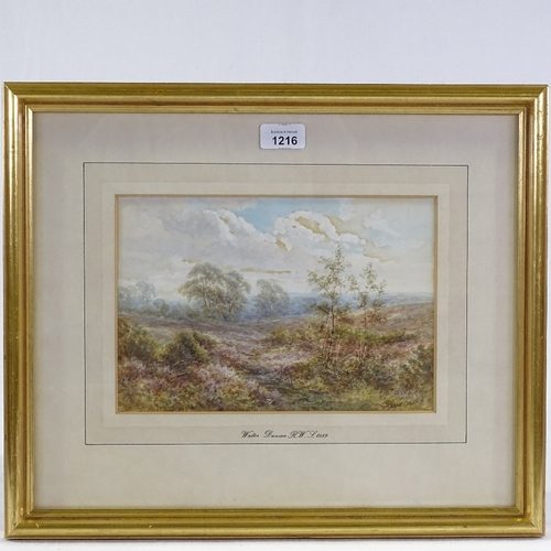 1216 - Walter Duncan, watercolour, moorland scene, signed, 7