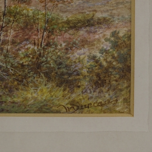 1216 - Walter Duncan, watercolour, moorland scene, signed, 7