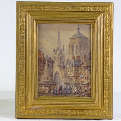 1224 - Henry Schafer, watercolour, European city scene, possible Dordrecht, signed, 8.5