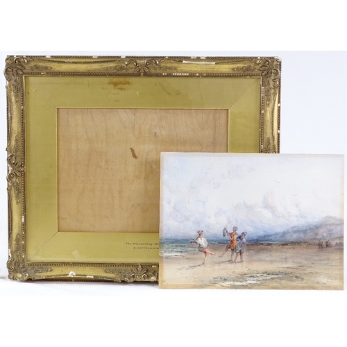 1225 - Attributed to Charles Cattermole, watercolour, figures at the beach, indistinctly signed, titled on ... 