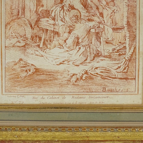 1230 - Francois Boucher, sanguine etching, interior scene, image 9.5