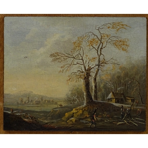 1232 - Pair of modern Dutch School oils on panels, landscapes with figures, unsigned, 6