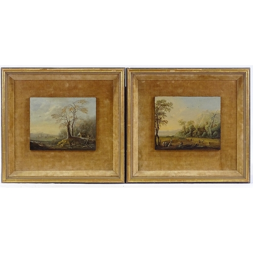 1232 - Pair of modern Dutch School oils on panels, landscapes with figures, unsigned, 6