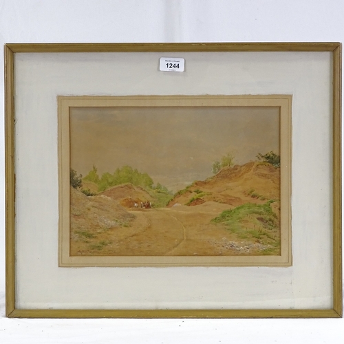 1244 - Arthur Blackburn, watercolour, landscape with horse and cart, signed, 9