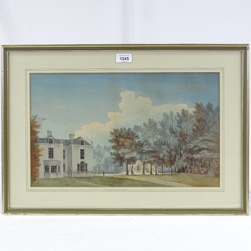 1245 - Watercolour/charcoal, a country house, unsigned, 11