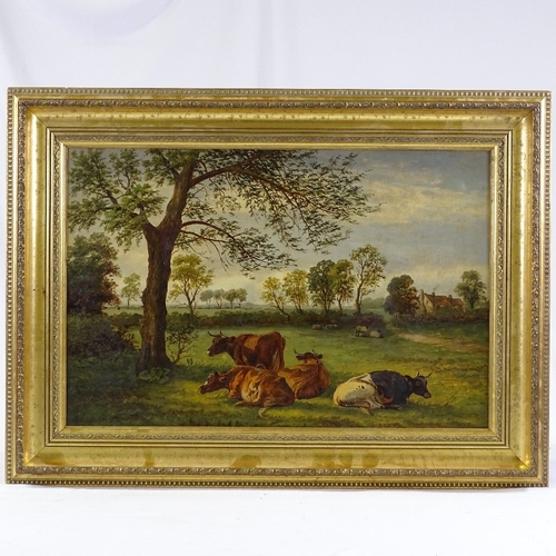 1248 - William Cartwright, oil on canvas, cattle in landscape, 1909, 16