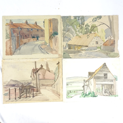 1264 - Phyllis Johnston, folder of watercolours and drawings, mainly Sussex scenes (14)