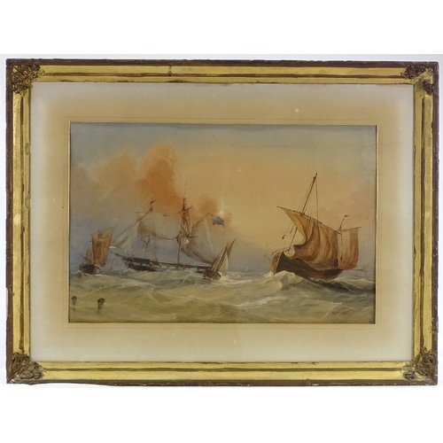 1279 - W J Leathers, pair of watercolours, shipping scenes, signed and dated 1851, 17