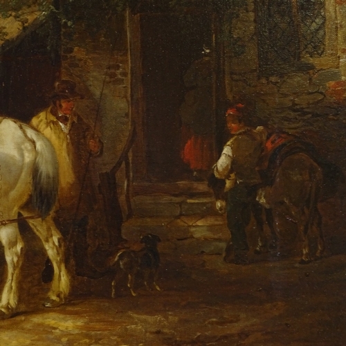 1282 - Thomas Smythe, oil on canvas, horses resting outside the inn, 18