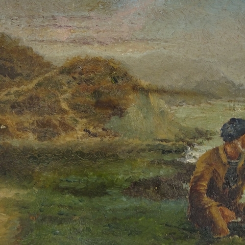 1285 - Late 19th century Scottish School, oil on board, boys looking out to sea, unsigned, 8