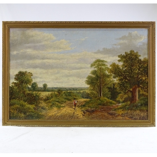 1293 - Henry Kinnaird, oil on canvas, a riverside path, signed, 20