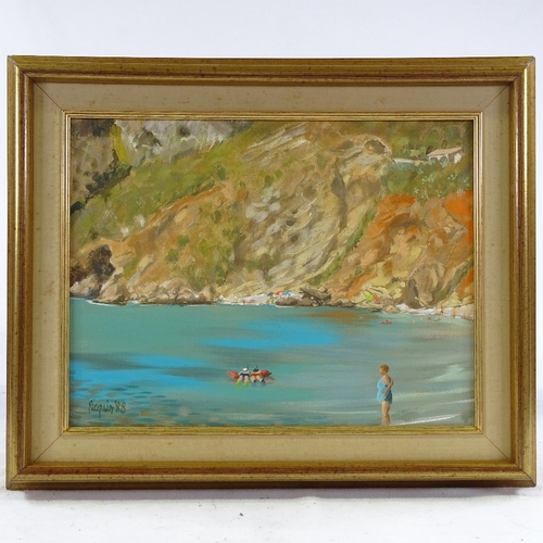 1298 - Ricquier, pair of oils on canvas, Continental beach scenes, 11