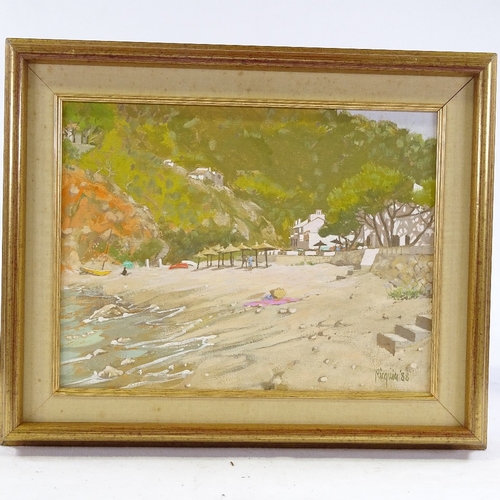 1298 - Ricquier, pair of oils on canvas, Continental beach scenes, 11