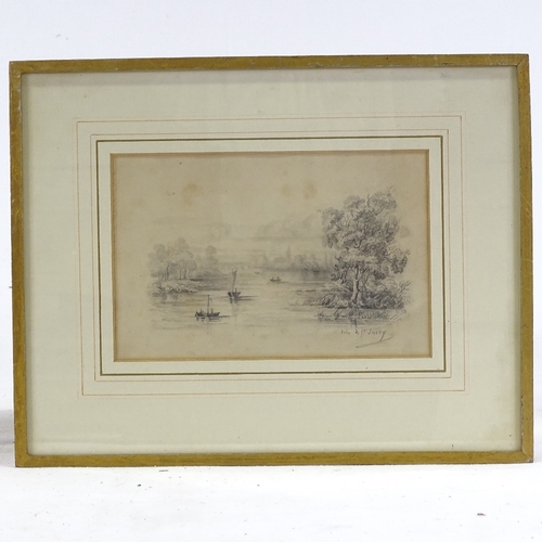 1309 - 2 19th century watercolour/pencil drawings, both indistinctly signed, largest 6