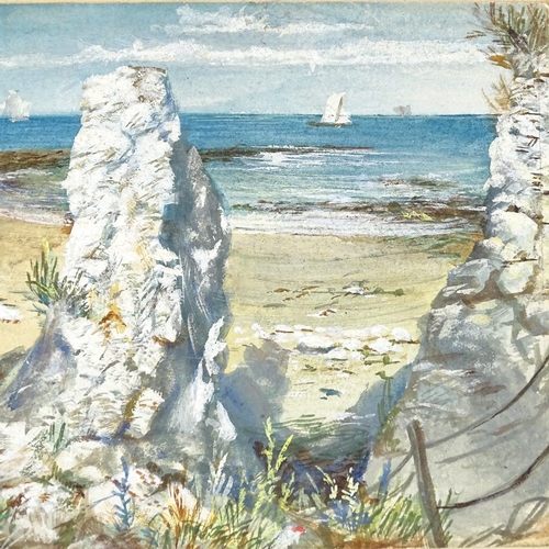 1310 - Cecil Lawson, watercolour, chalk cliffs Kingsgate, 5