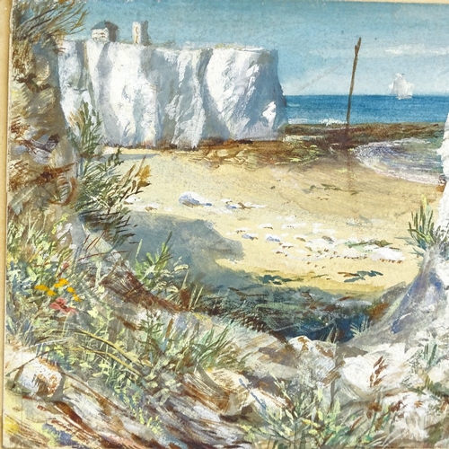 1310 - Cecil Lawson, watercolour, chalk cliffs Kingsgate, 5