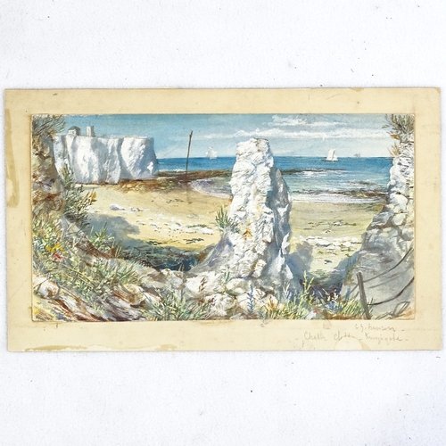 1310 - Cecil Lawson, watercolour, chalk cliffs Kingsgate, 5