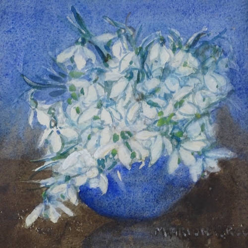 1315 - Marion Broom, watercolour, white flowers, signed, 7