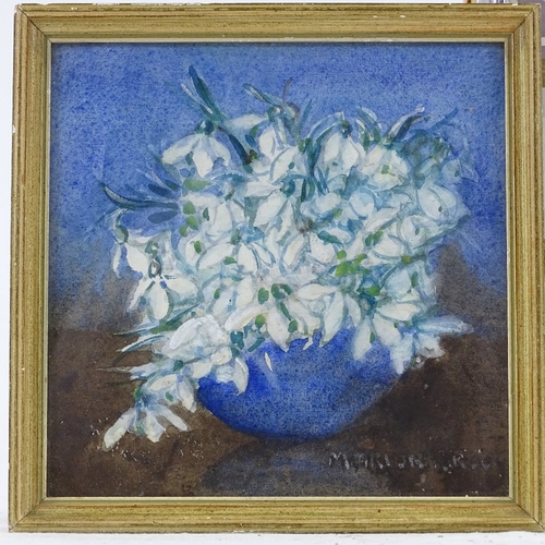 1315 - Marion Broom, watercolour, white flowers, signed, 7