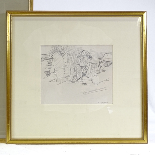 1319 - Audrey Lanceman, 3 watercolours and charcoal drawings, all signed, framed (3)