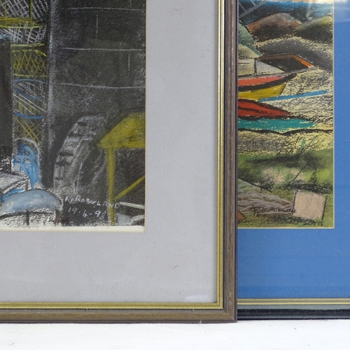 1322 - Nick Rowland, pair of mixed media on paper, Rye fishing boats, signed, 16