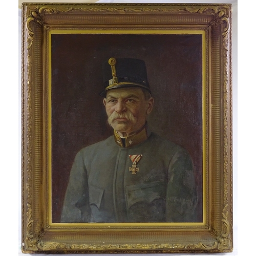 1329 - 19th century oil on canvas, portrait of a military officer, unsigned, 27