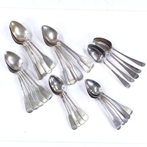 563 - Various sets of silver teaspoons, including Fiddle and Old English patterns, largest length 14cm, 15... 