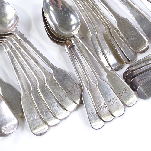 563 - Various sets of silver teaspoons, including Fiddle and Old English patterns, largest length 14cm, 15... 