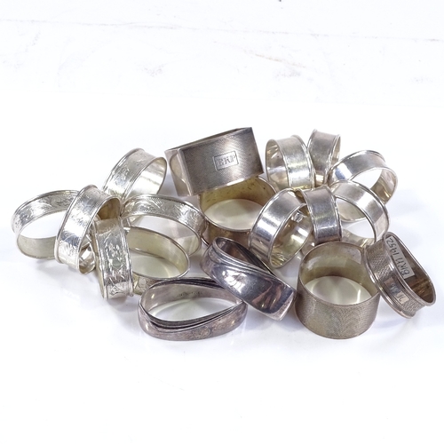 564 - Various silver napkin rings, including 2 sets of 6, 9.8oz total