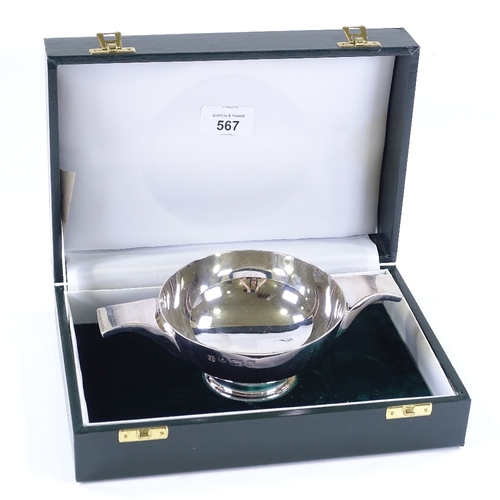 567 - A large modern silver quaich, of plain circular form, by Barker Ellis Silver Co, hallmarks Birmingha... 