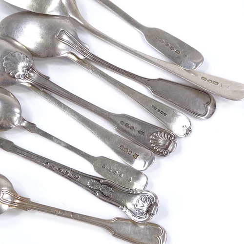 579 - Various silver spoons, including Kings, Fiddle Thread and Shell, and Old English patterns, 8.3oz tot... 